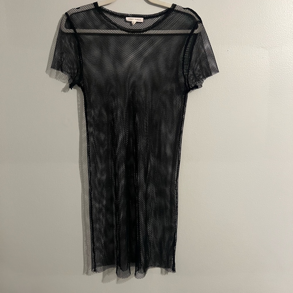 Honey Punch Sheer fishnet Black Mini Dress